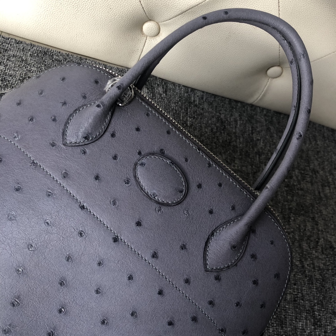 에르메스 볼리드27 마노블루 은장 타조가죽